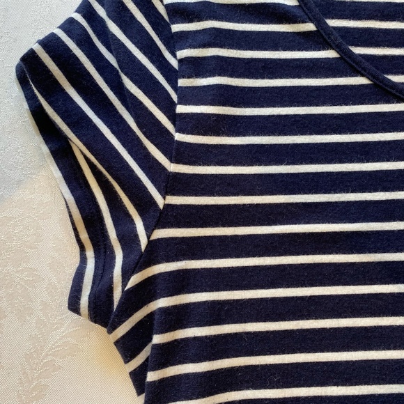 Maternity Stretch short sleeved T-Shirt Dress- Navy blue with white stripes. SzL - Picture 7 of 8